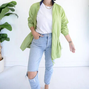 Vintage Northern Reflections Green Raincoat Zip up with Hood Drawstring Jacket S